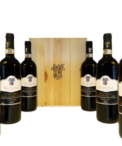 Vino Nobile di Montepulciano, 2020 by Fattoria Svetoni Six in a Wooden